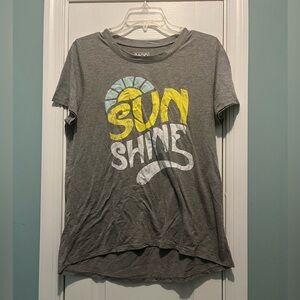 Modern Lux Women’s Distressed “Sunshine” Graphic High Low T Shirt Size XXL
